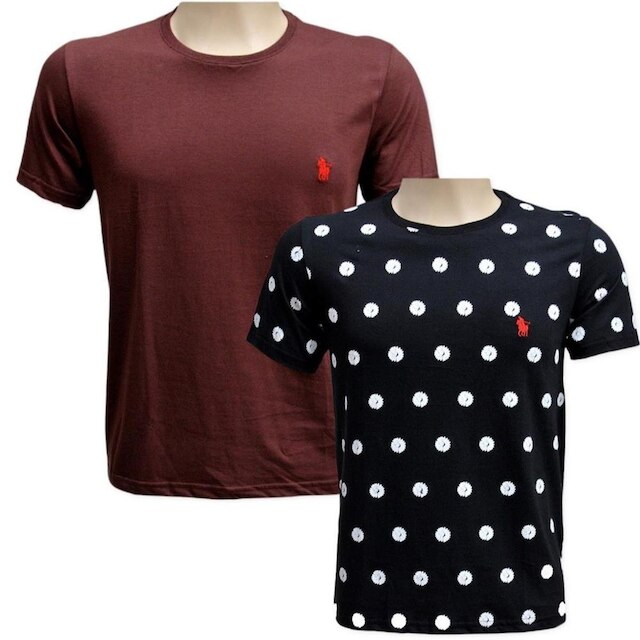 Kit 2 Camisetas Casual Masculina Algodão Bordada Conforto