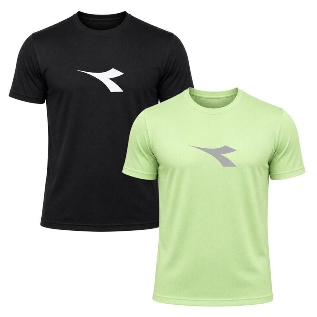 Kit 2 Camisetas Diadora Big Logo Masculino - Preto e Verde M
