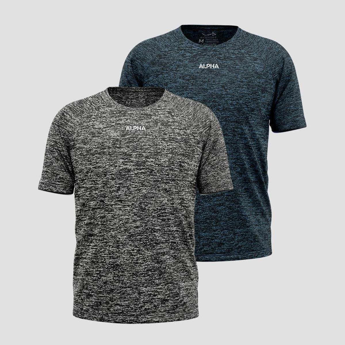 Kit 2 Camisetas Dry Masculina Esportiva Academia Alpha Co Menor preço em Kit 2 Camisetas Dry Masculina Esportiva Academia Alpha Co