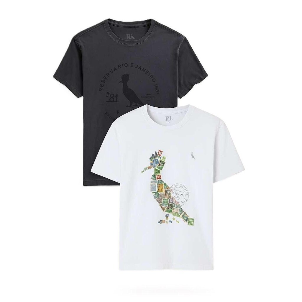 Kit 2 Camisetas Estampa Pipa-Pau Selo e Carimbo Gaze Reserva