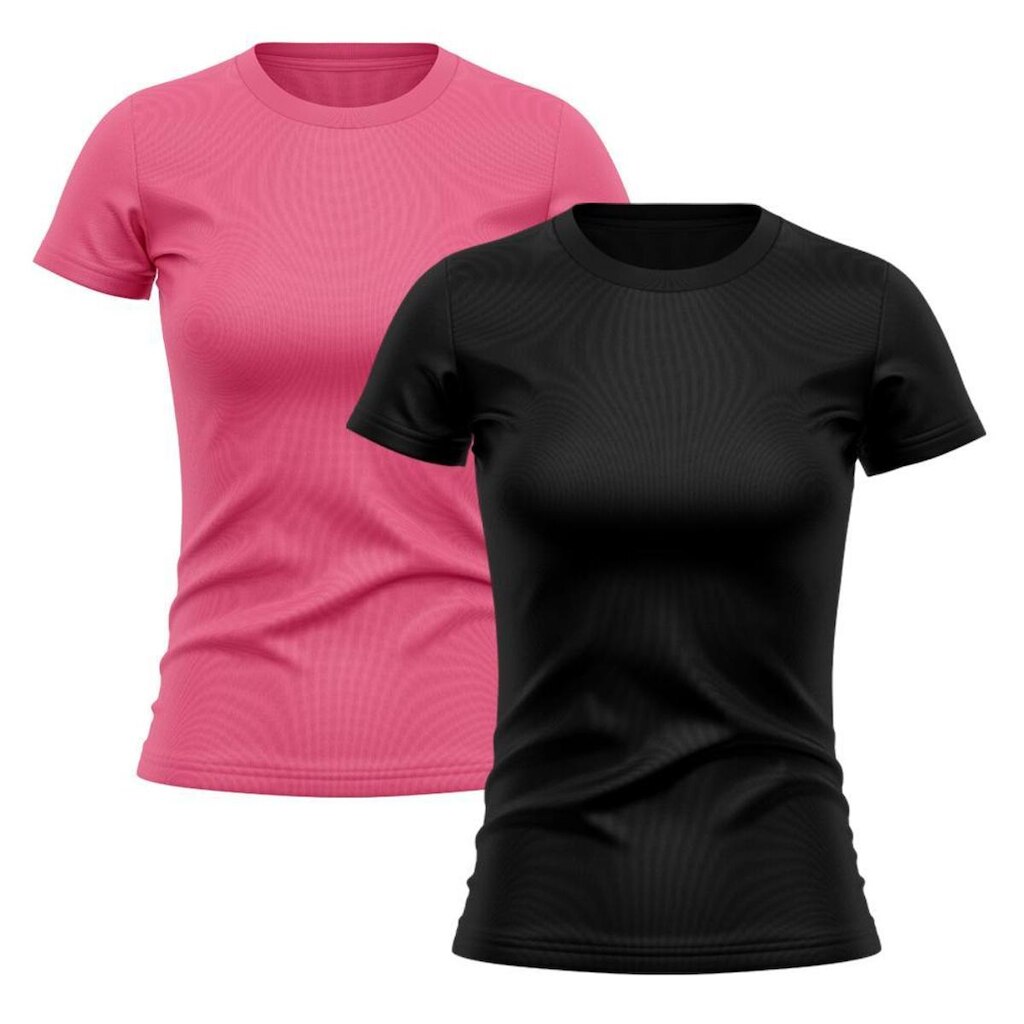 Kit 2 Camisetas Feminina Dry Proteção Solar UV Manga Curta Básica Lisa Academia Treino Fitness Blusa