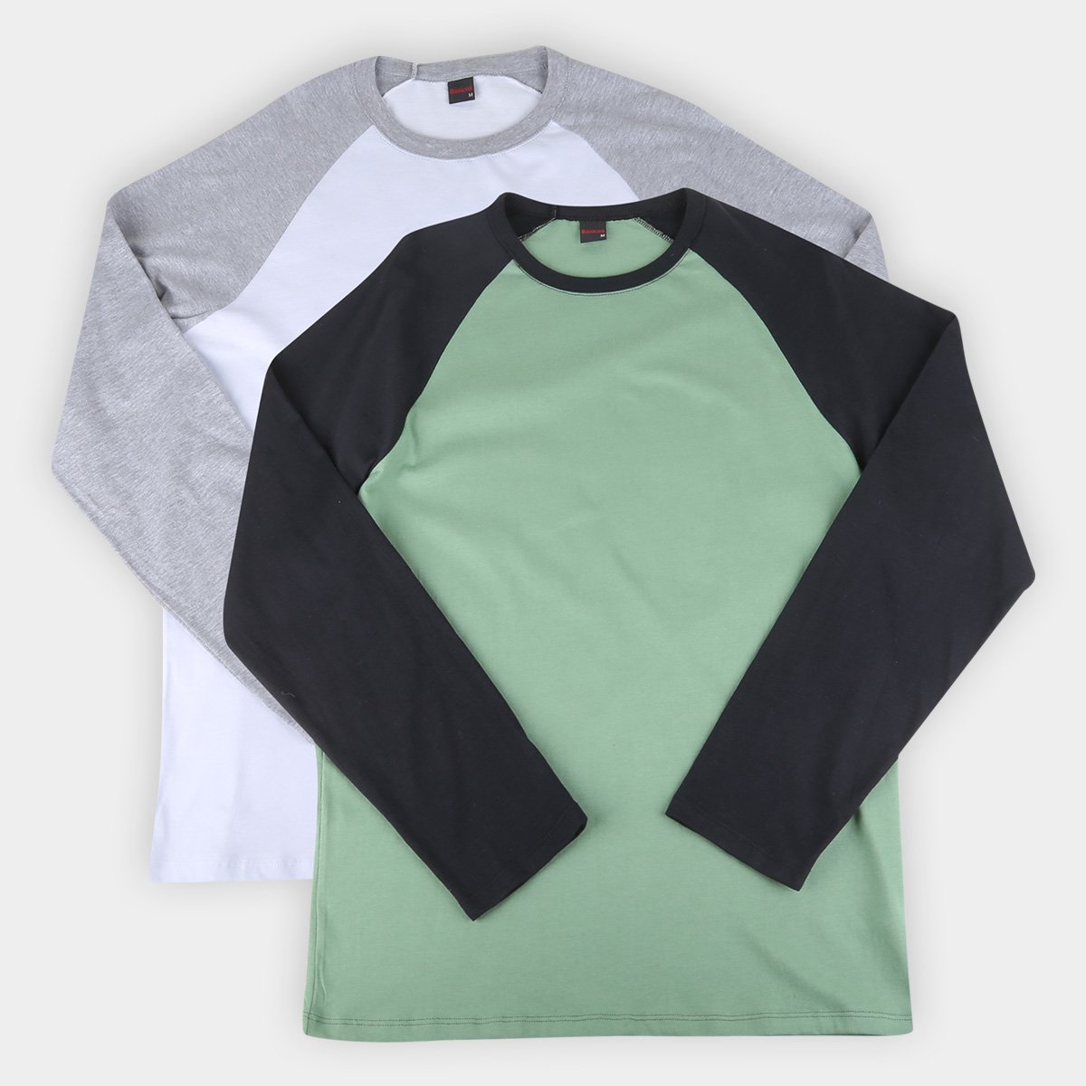 Kit 2 Camisetas Manga Longa Básicos Raglan Masculina - Branco+Verde é ruim? Kit 2 Camisetas Manga Longa Básicos Raglan Masculina - Branco+Verde é boa?