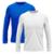 Kit 2 Camisetas Manga Longa Masculina Dry Proteção Solar UV Lisa Treino Praia Corrida Bike Academia - Branco+Azul