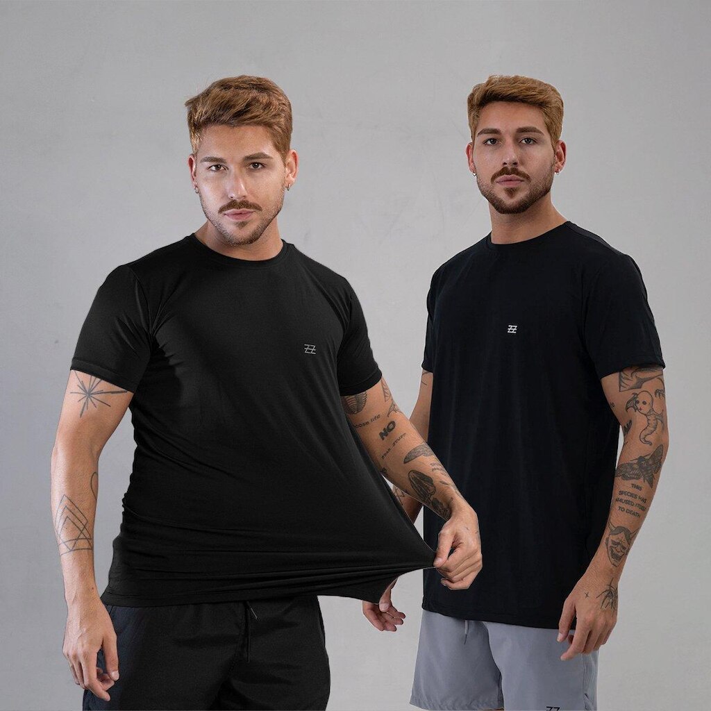 Kit 2 Camisetas Masculina Academia Poliamida Manga Curta Treino Camisa Malhar Dia A Dia Premium