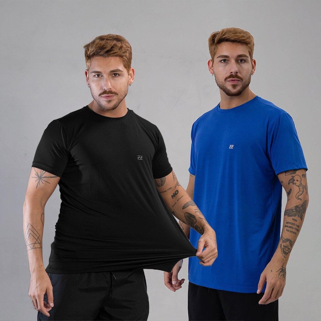 Kit 2 Camisetas Masculina Academia Poliamida Manga Curta Treino Camisa Malhar Dia A Dia Premium