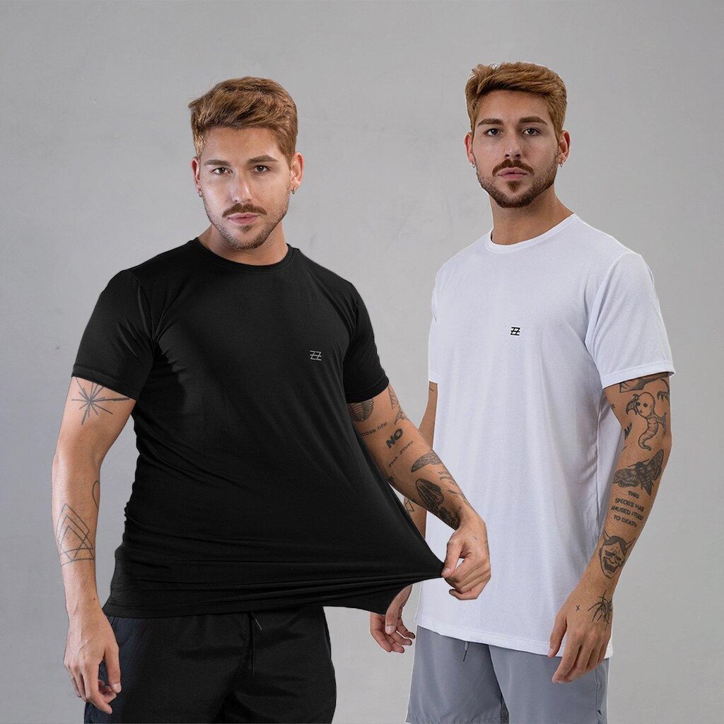 Kit 2 Camisetas Masculina Academia Poliamida Manga Curta Treino Camisa Malhar Dia A Dia Premium