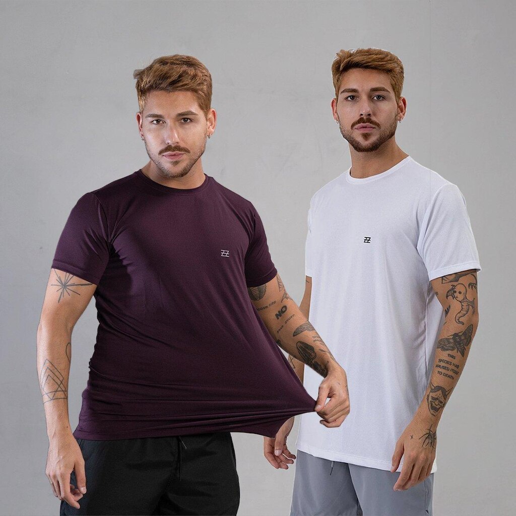 Kit 2 Camisetas Masculina Academia Poliamida Manga Curta Treino Camisa Malhar Dia A Dia Premium