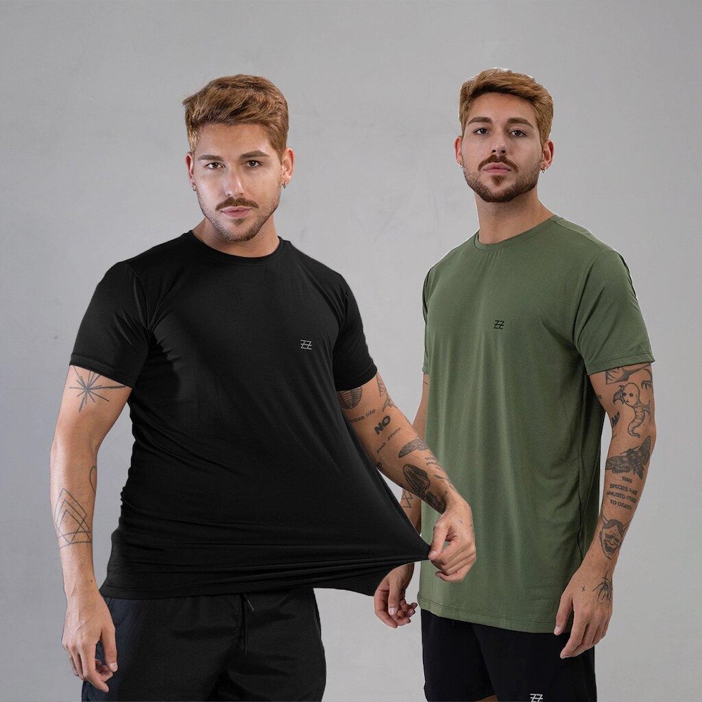 Kit 2 Camisetas Masculina Academia Poliamida Manga Curta Treino Camisa Malhar Dia A Dia Premium