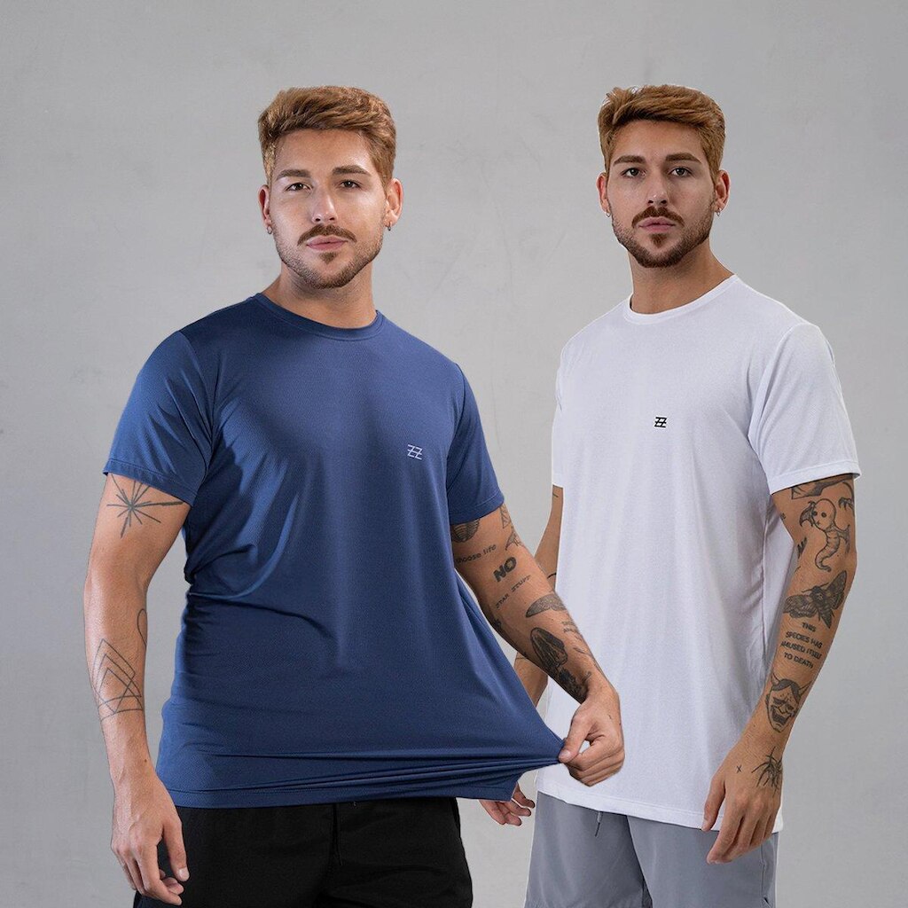 Kit 2 Camisetas Masculina Academia Poliamida Manga Curta Treino Camisa Malhar Dia A Dia Premium