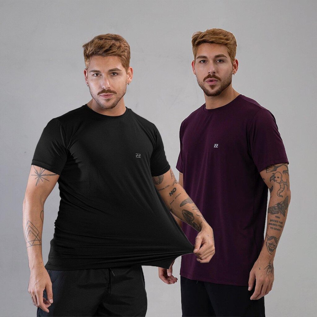 Kit 2 Camisetas Masculina Academia Poliamida Manga Curta Treino Camisa Malhar Dia A Dia Premium