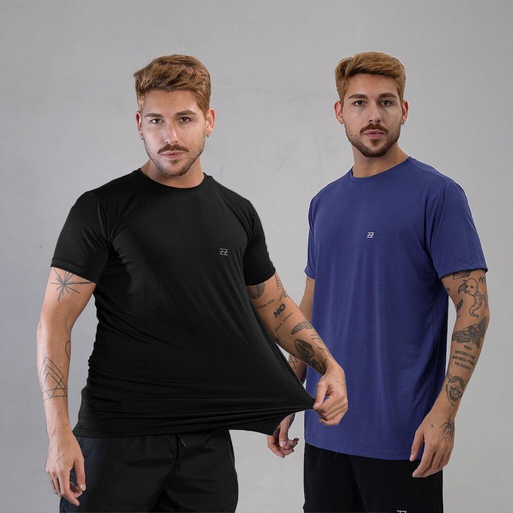 Kit 2 Camisetas Masculina Academia Poliamida Manga Curta Treino Camisa Malhar Dia A Dia Premium
