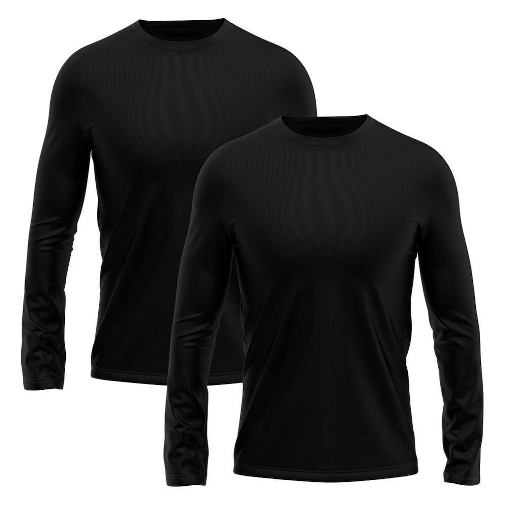 Kit 2 Camisetas Masculina Manga Longa Dry Proteção Solar UV Segunda Pele Treino