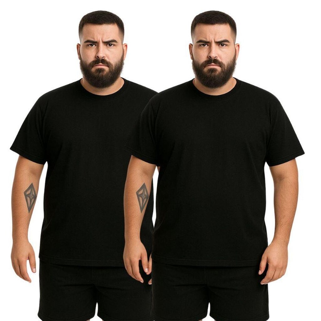 Kit 2 Camisetas Masculina Plus Size Lisa Algodão Premium