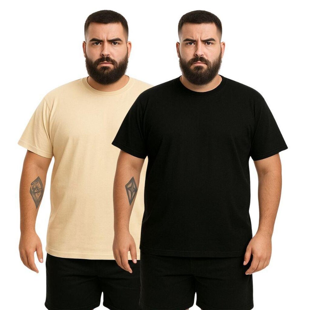 Kit 2 Camisetas Masculina Plus Size Lisa Algodão Premium