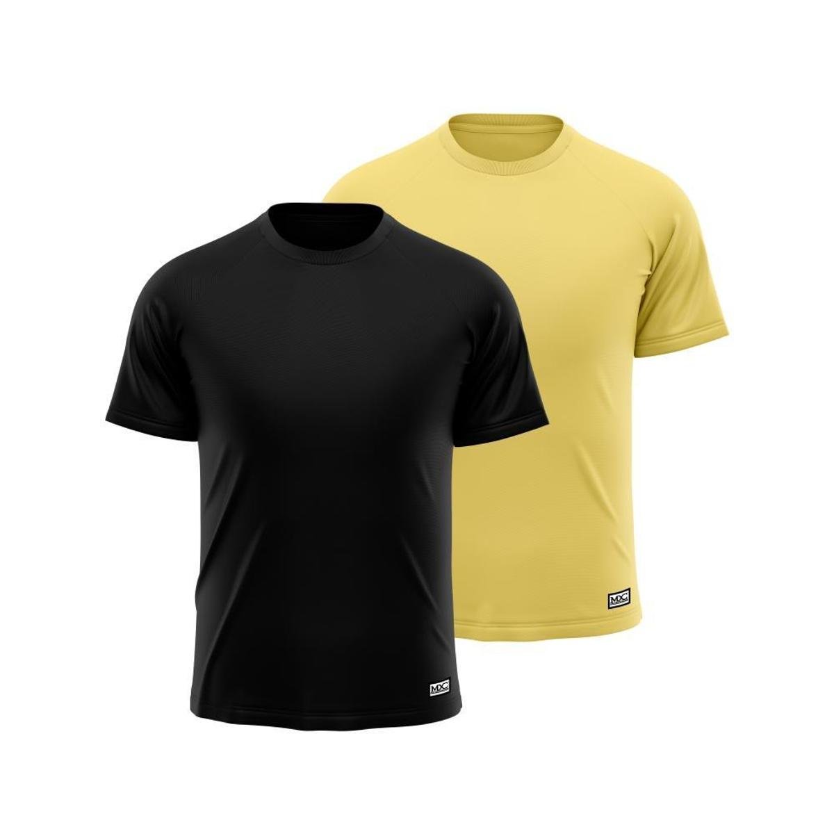 Kit 2 Camisetas MXC BRASIL Masculina Manga Curta Lisa Básica Premium 100% Algodão - Preto+Amarelo Menor preço em Kit 2 Camisetas MXC BRASIL Masculina Manga Curta Lisa Básica Premium 100% Algodão - Preto+Amarelo