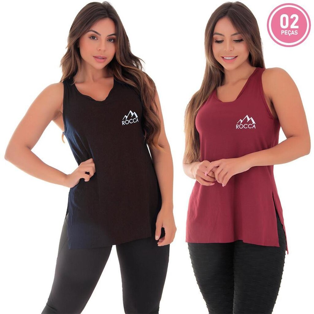 KIT 2 CAMISETAS REGATA FEMININA ACADEMIA ROCCA