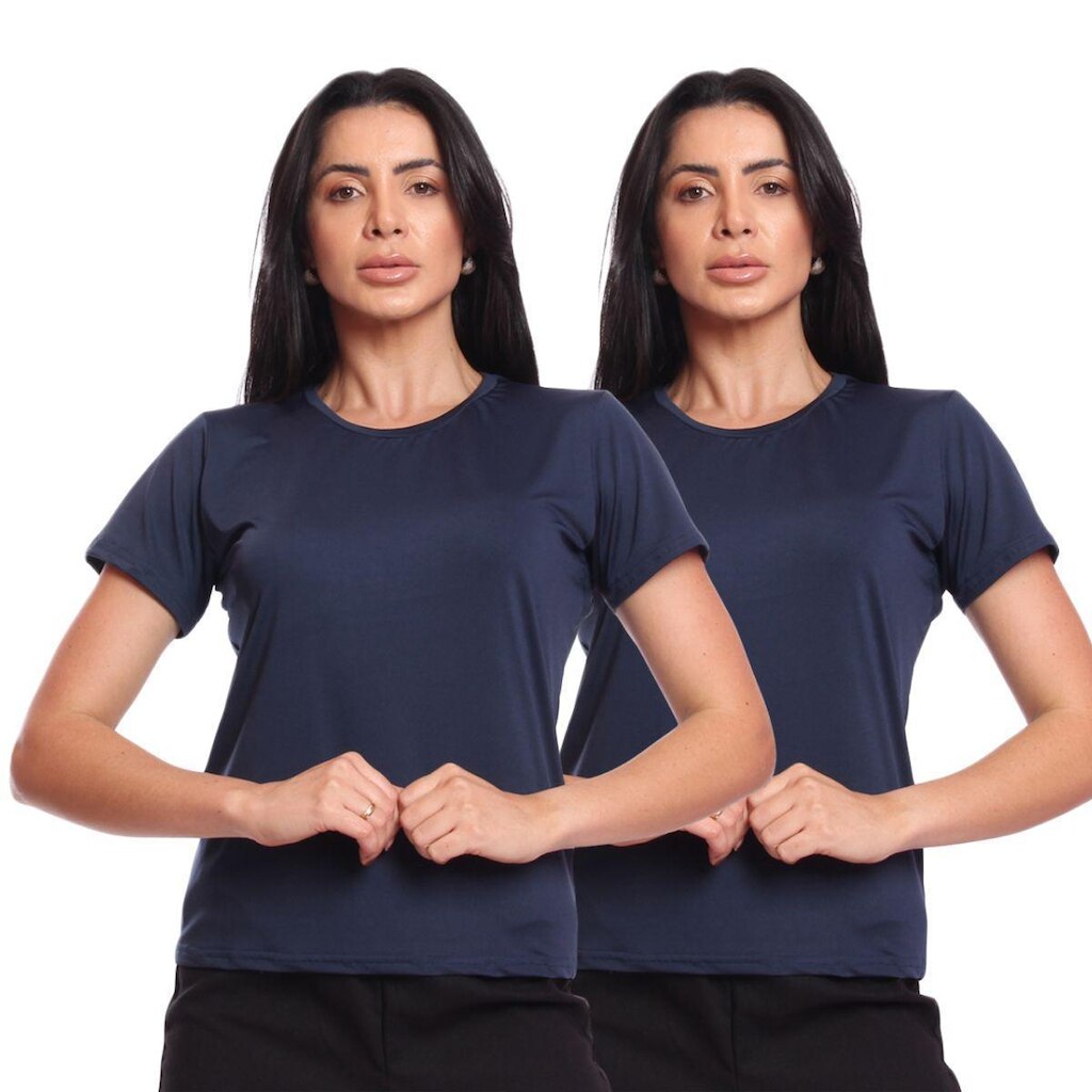Kit 2 Camisetas T-Shirt Feminina Básica Manga Curta Suplex Casual Confortável