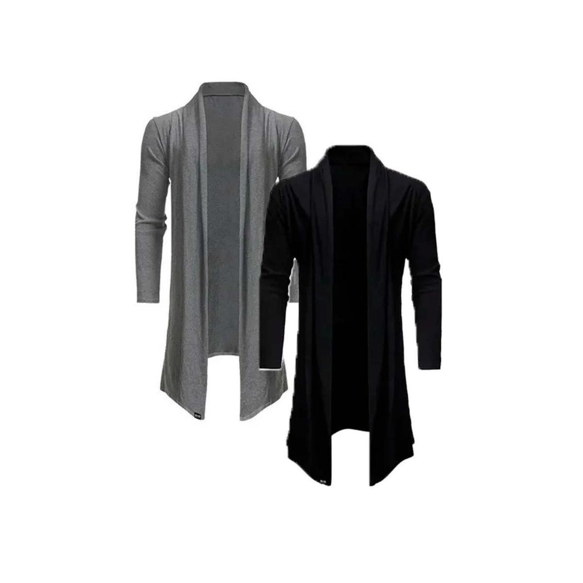 Kit 2 Cardigans Casaco Estilo Básico Masculino Moda Fashion Slim Fitness - Preto-Cinza - EGG - Homem Menor preço em Kit 2 Cardigans Casaco Estilo Básico Masculino Moda Fashion Slim Fitness - Preto-Cinza - EGG - Homem