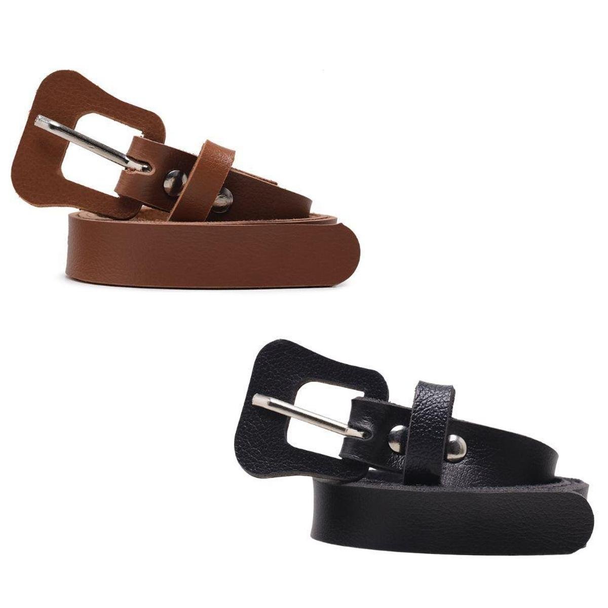 Kit 2 Cintos femininos Coloridos Fivela Quadrada Preto - Preto+Marrom Menor preço em Kit 2 Cintos femininos Coloridos Fivela Quadrada Preto - Preto+Marrom