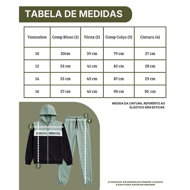 Kit 2 Conjunto Moletom Juvenil Masculino tamanho 10 ao 16