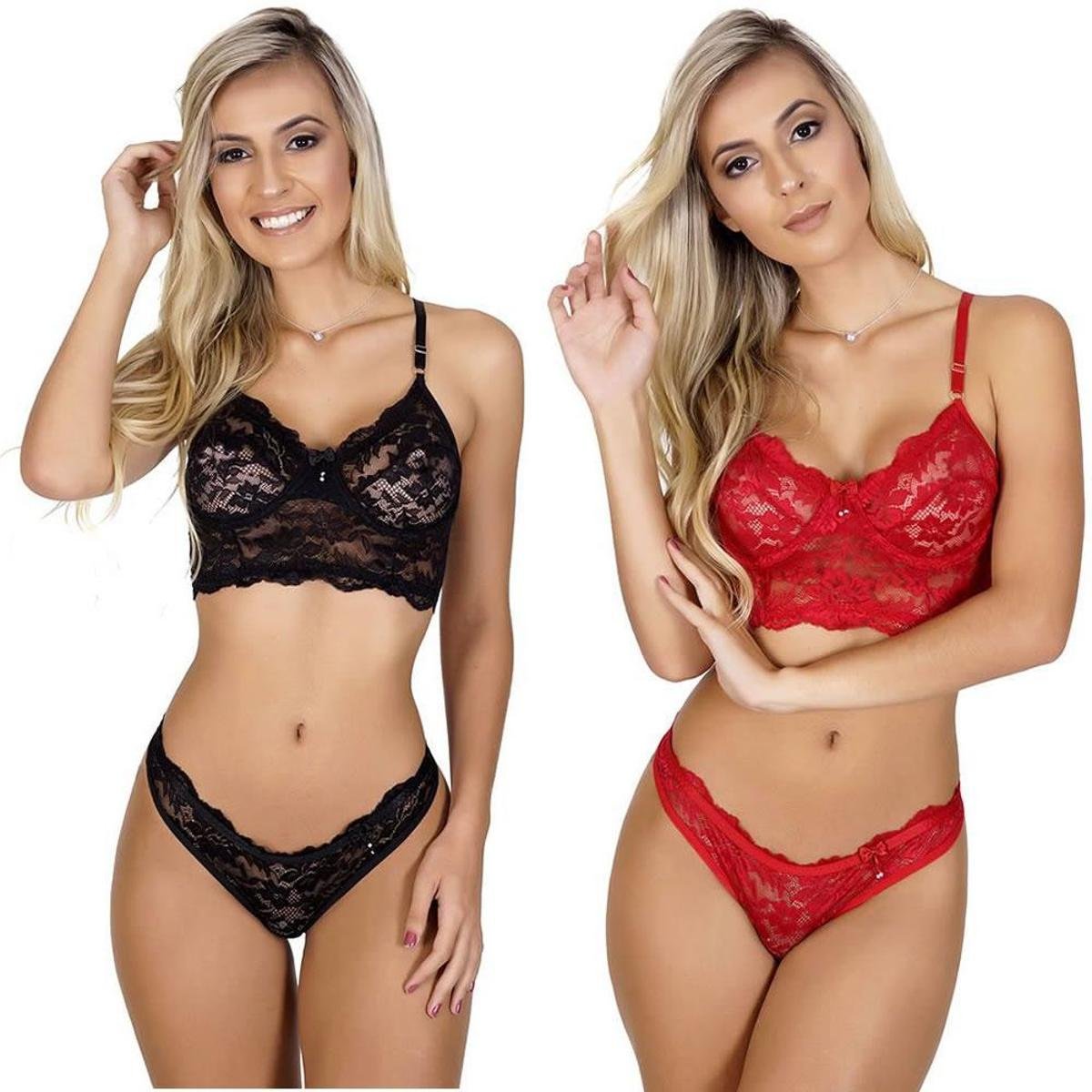 KIT 2 Conjuntos de Lingerie Todo em Renda Moda de Baixo - VF13-V59 Menor preço em KIT 2 Conjuntos de Lingerie Todo em Renda Moda de Baixo - VF13-V59