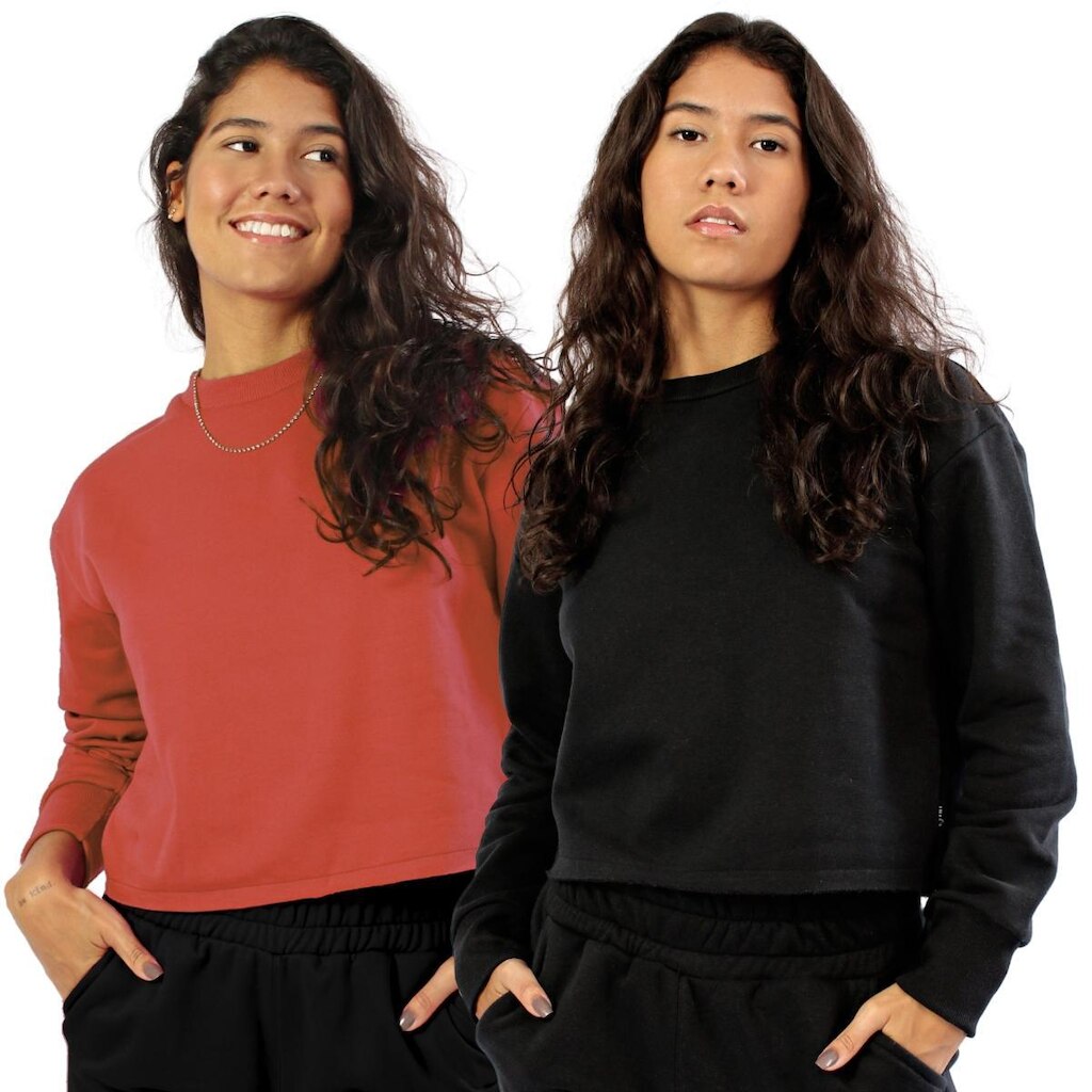 Kit 2 Cropped Moletom Flanelado