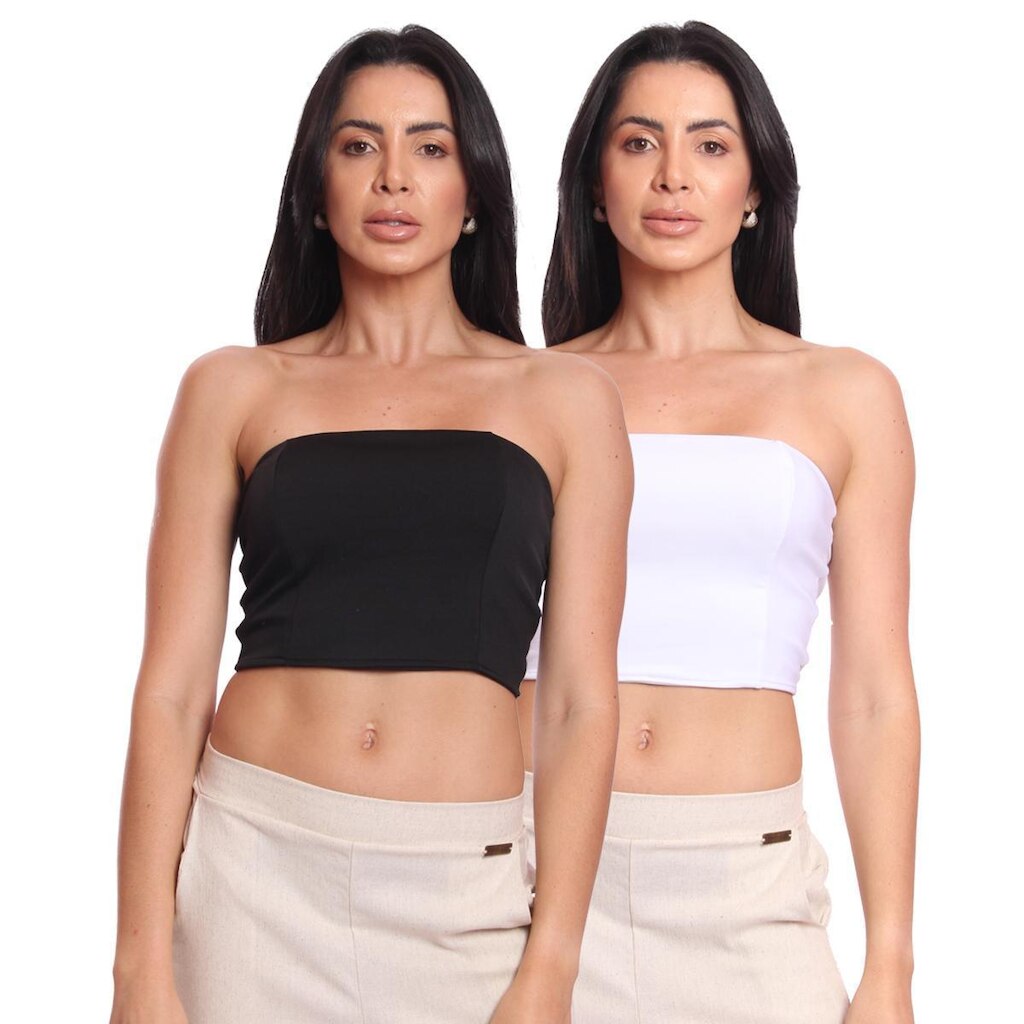 Kit 2 Cropped Tomara Que Caia Feminino Suplex Liso Básico Moda Verão Casual