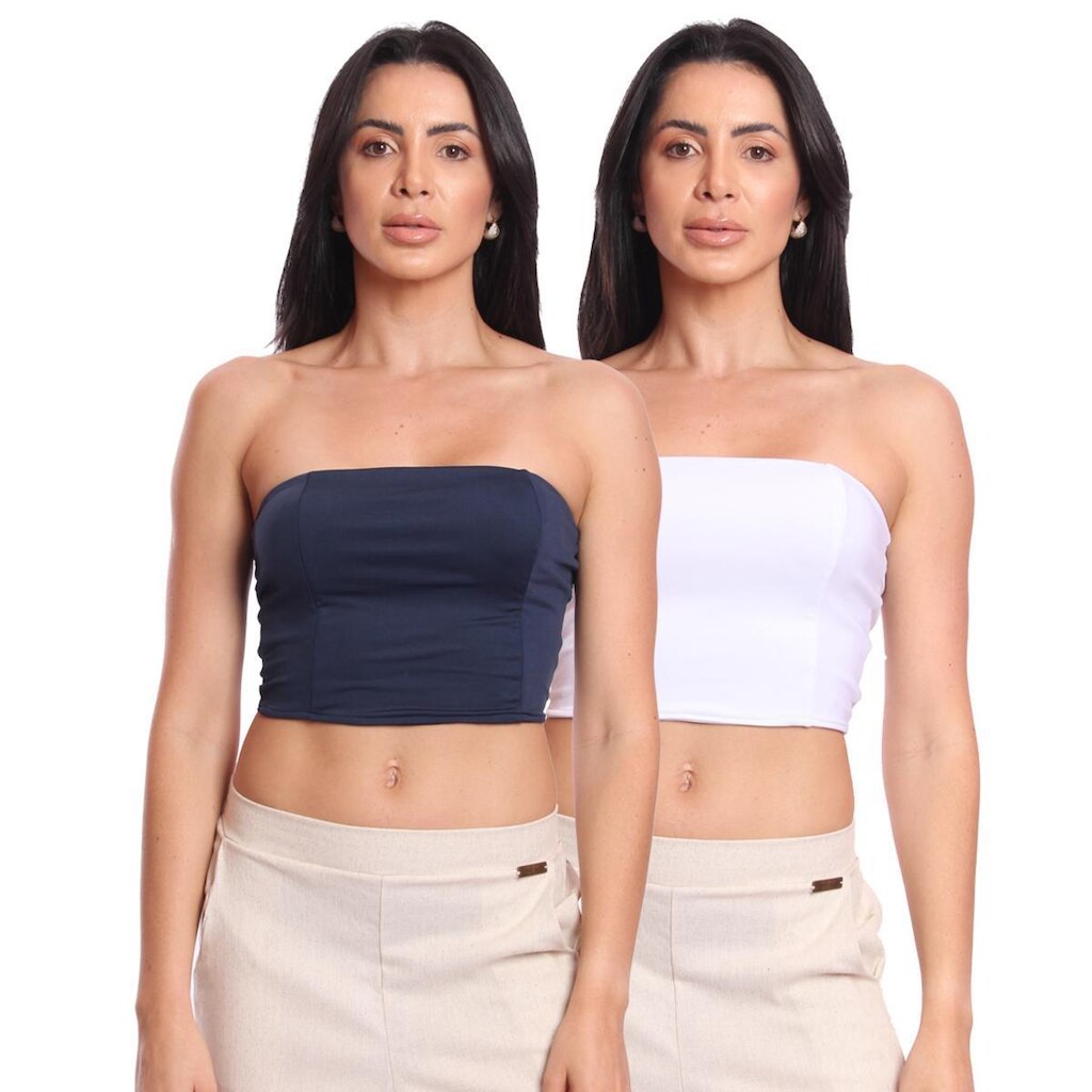 Kit 2 Cropped Tomara Que Caia Feminino Suplex Liso Básico Moda Verão Casual