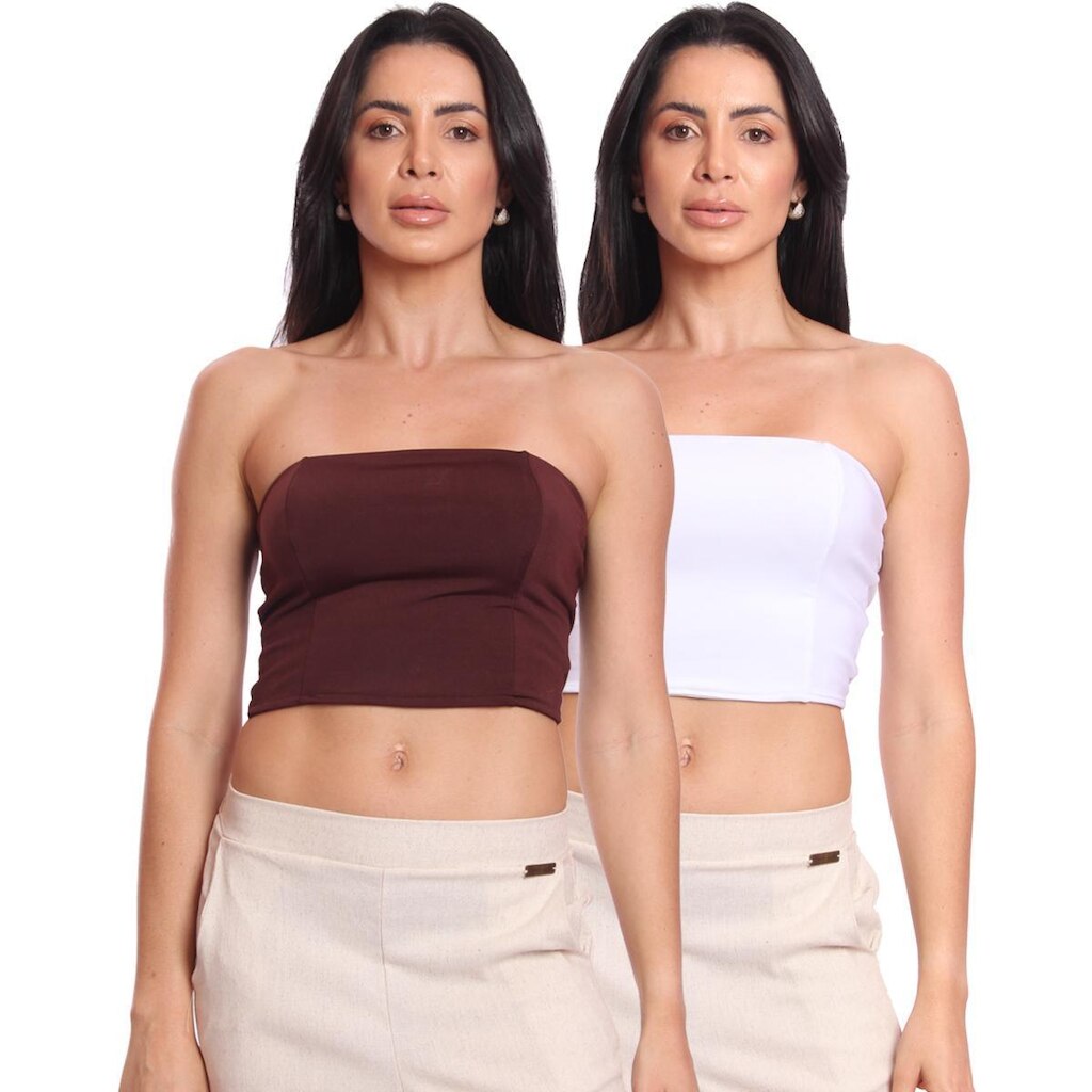 Kit 2 Cropped Tomara Que Caia Feminino Suplex Liso Básico Moda Verão Casual