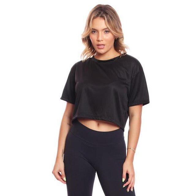 Kit 2 Croppeds Manga Curta Feminino Dry Proteção Uv Blusa