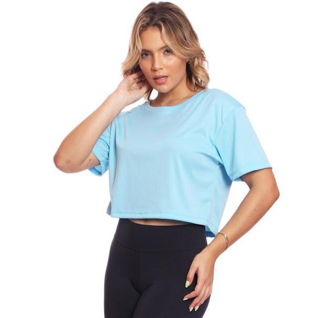 Kit 2 Croppeds Manga Curta Feminino Dry Proteção Uv Blusa