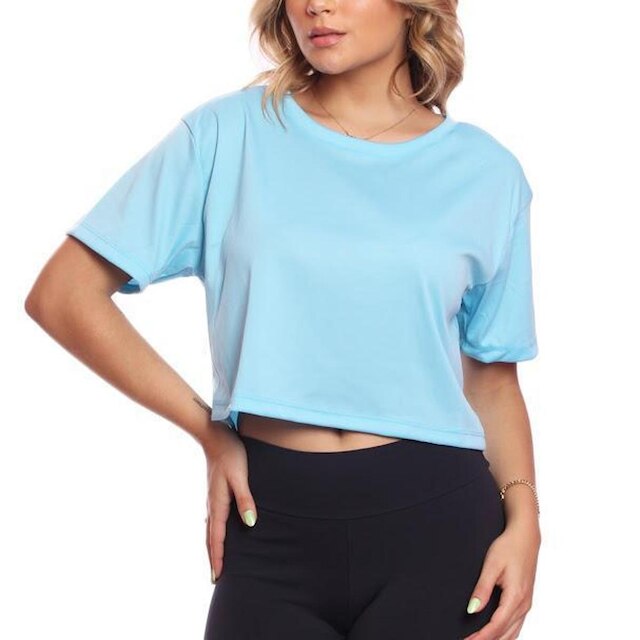 Kit 2 Croppeds Manga Curta Feminino Dry Proteção Uv Blusa