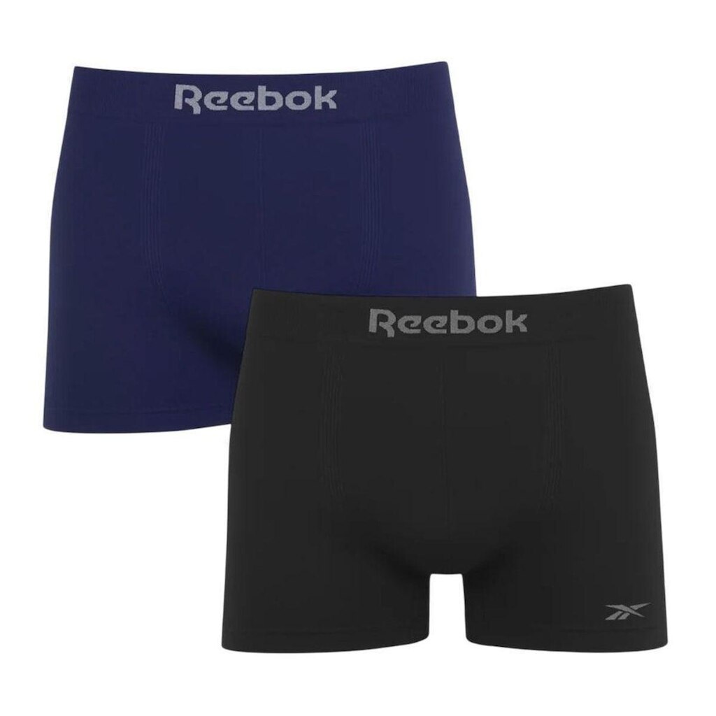 Kit 2 Cuecas Boxer Reebok Sem Costura Masculina - Marinho e Preto M