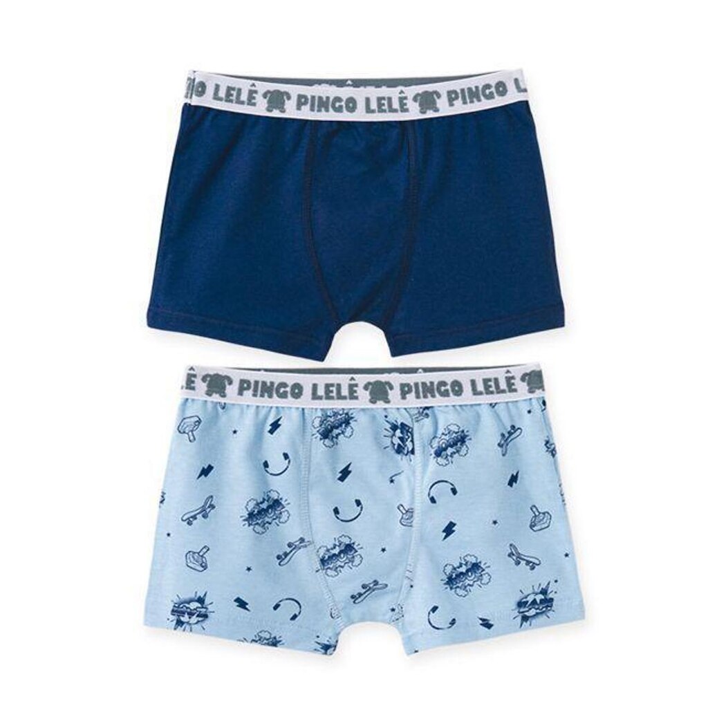 kit 2 Cuecas Boxer Skate Kids Pingo Lelê