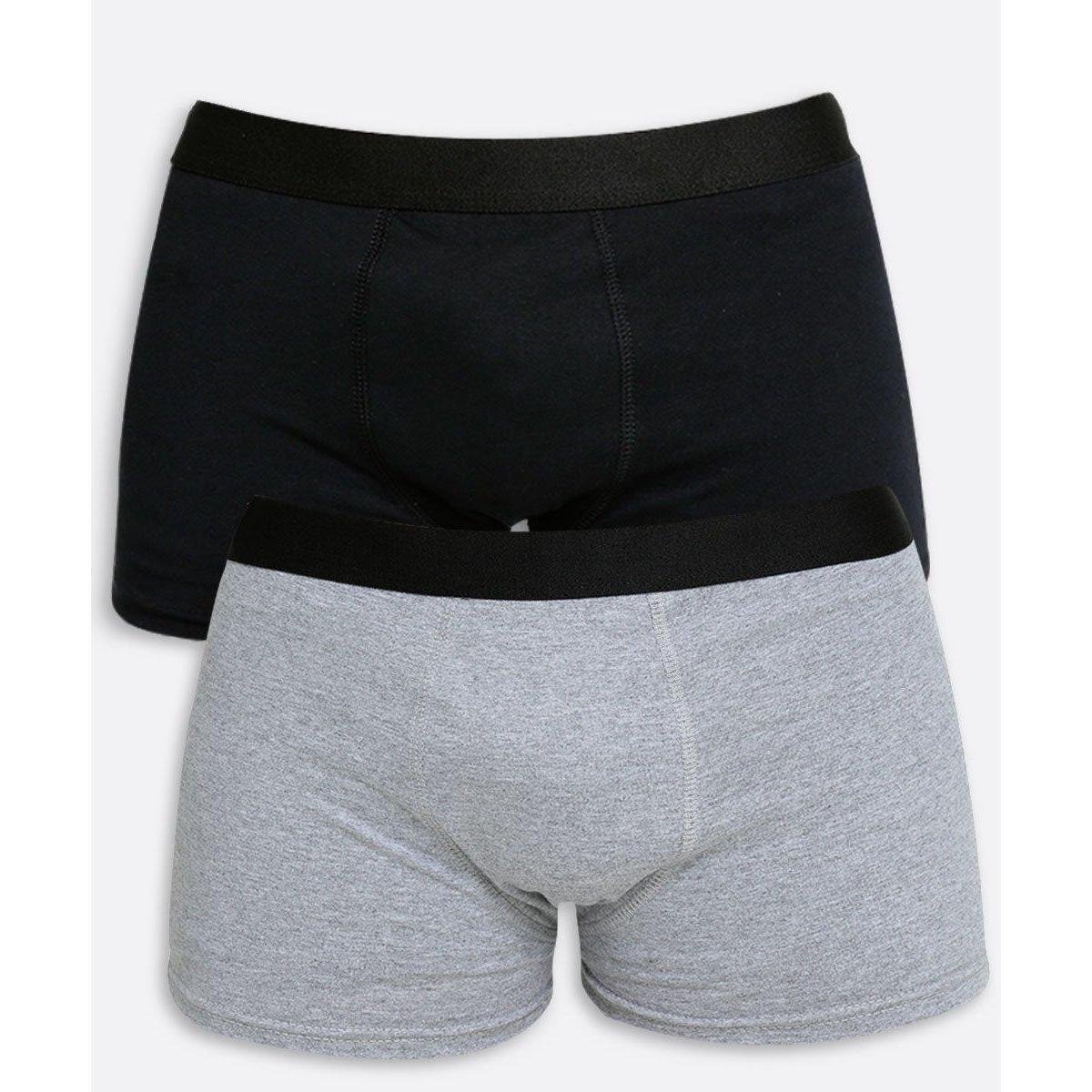 Kit 2 Cuecas MR Boxer Masculina - Cinza+Preto Menor preço em Kit 2 Cuecas MR Boxer Masculina - Cinza+Preto