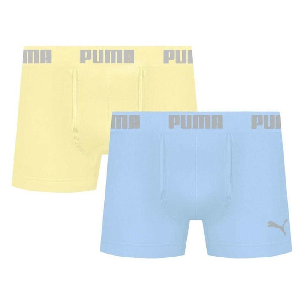 Kit 2 Cuecas Puma Boxer Sem Costura Masculina - Amarelo e Azul EG