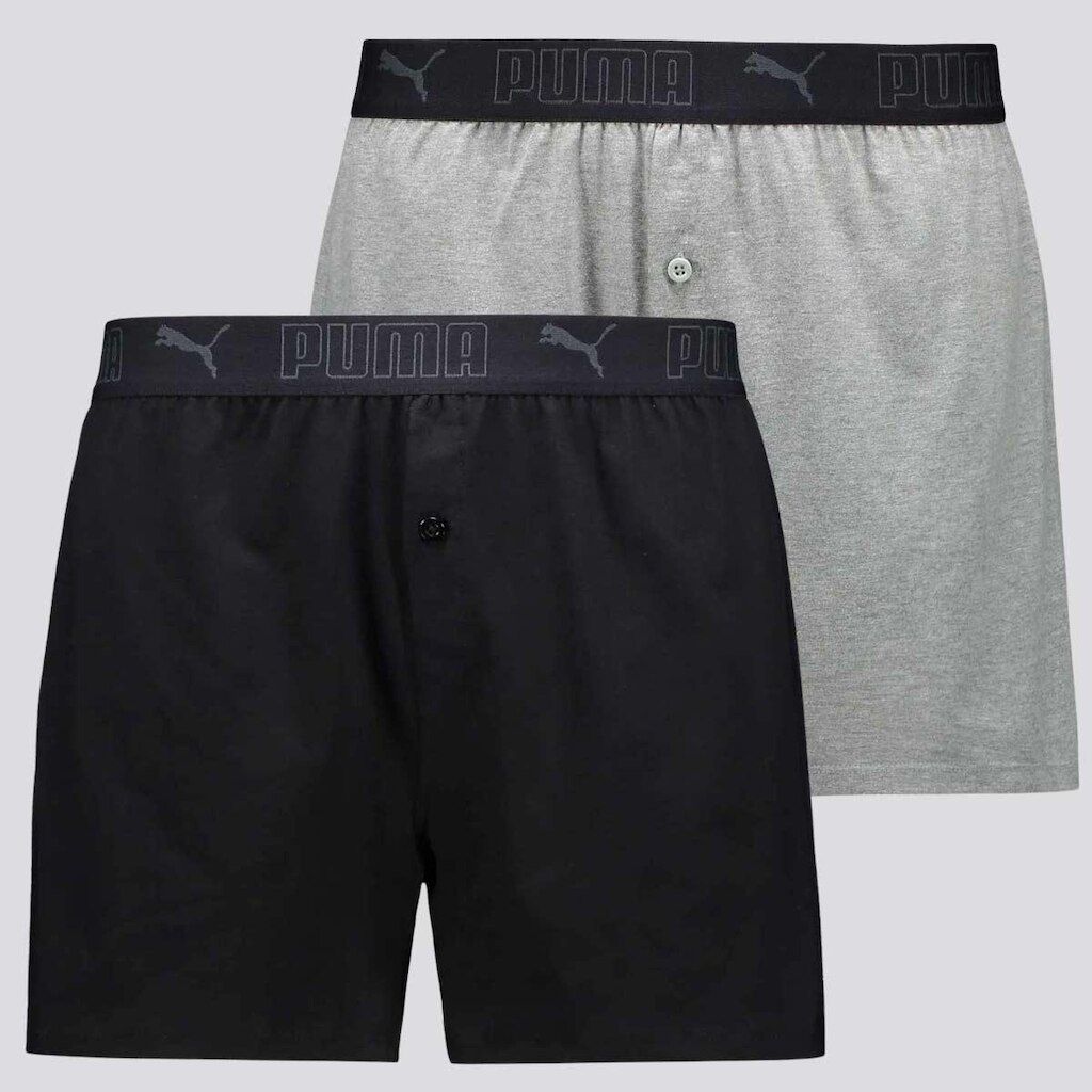 Kit 2 Cuecas Puma Samba Canção Cotton Preta e Cinza