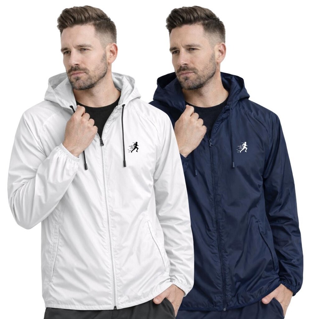 Kit 2 Jaqueta Corta Vento Impermeável Masculino Leve e Confortável Estilo Casual Corrida