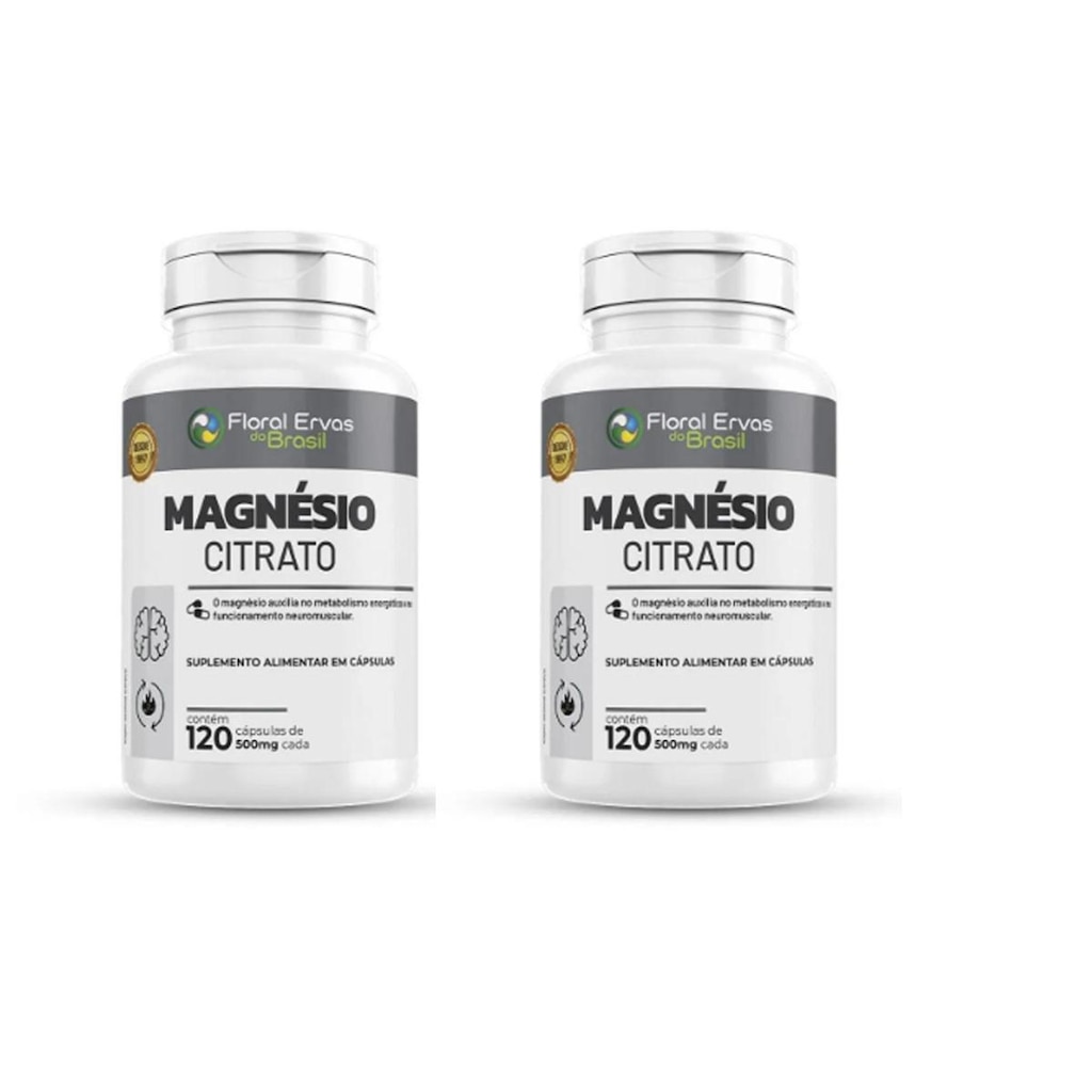 Kit 2 Magnésio Citrato 500mg 2x120 cps Floral Ervas