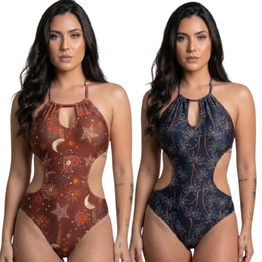 KIT 2 Maiô Engana Mamãe Estampado Serra e Mar Modas Roupa Confortavel Para Verão Moda Praia Feminina