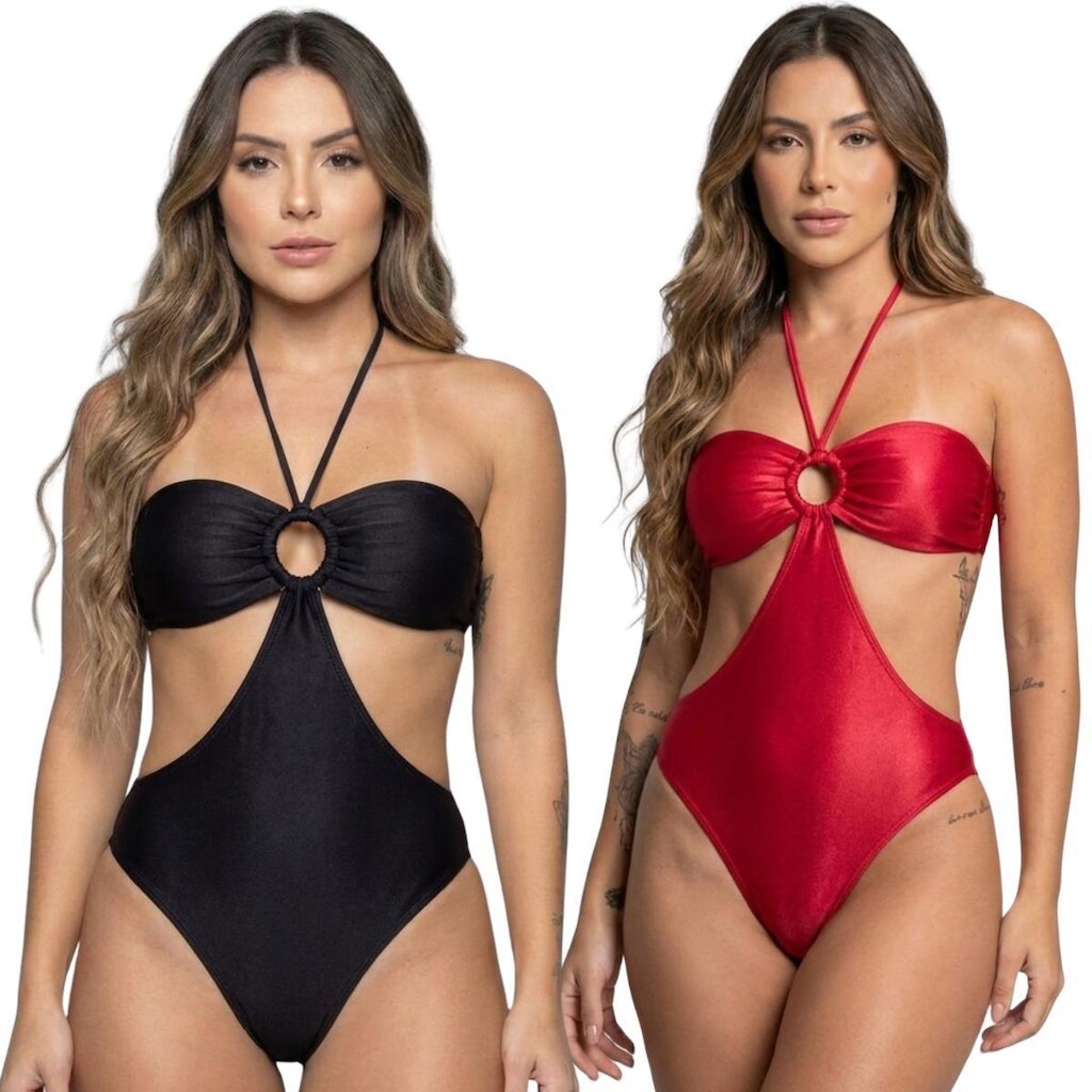 KIT 2 Maiô Uv Suplex com Bojo Liso Vekyo Body Basico Para Piscina Confortavel Moda Praia Feminina