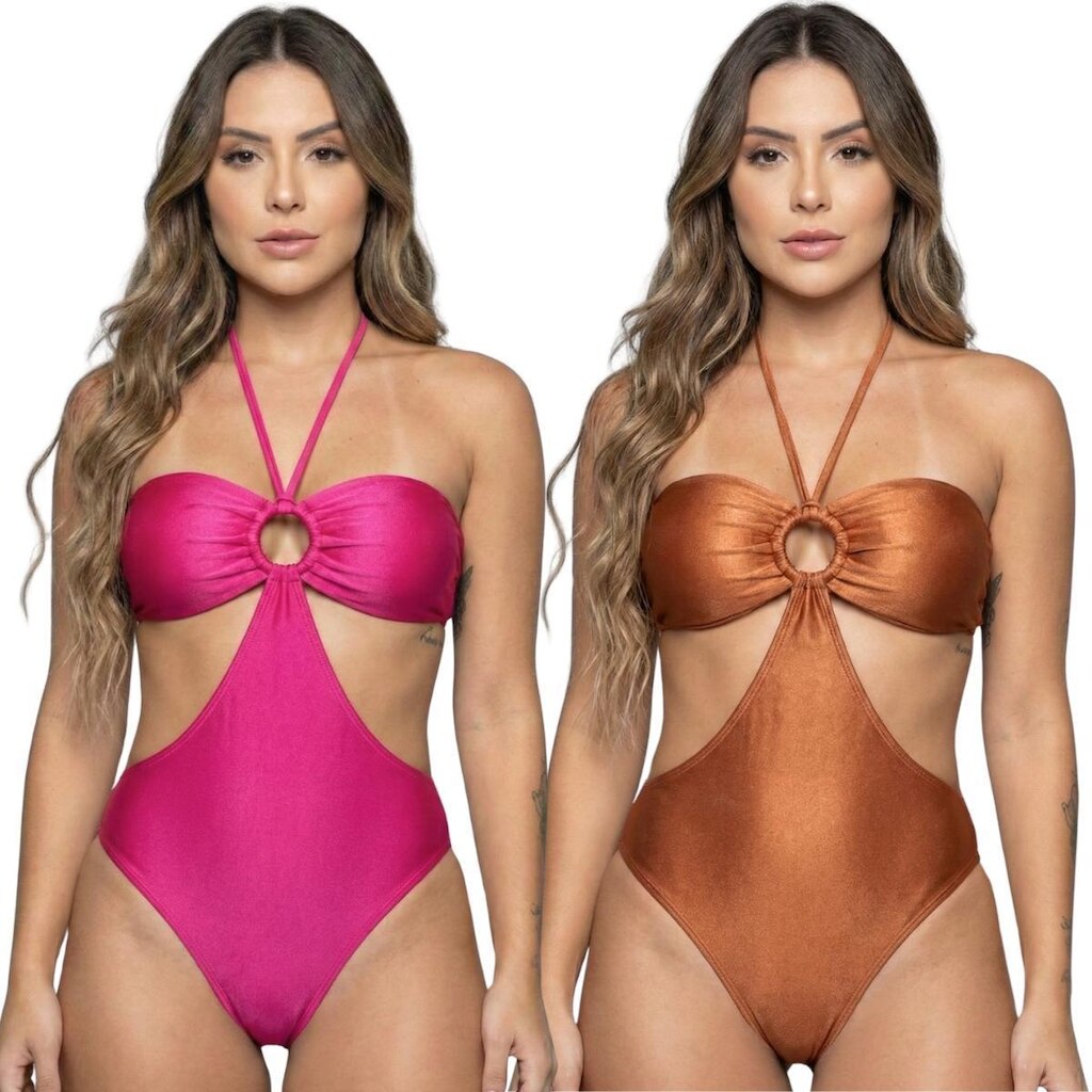 KIT 2 Maiô Uv Suplex com Bojo Liso Vekyo Body Basico Para Piscina Confortavel Moda Praia Feminina
