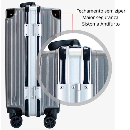 Kit 2 Malas de Viagem Bordo com Fechamento Antifurto e Cadeado 3 Segredos - Madri