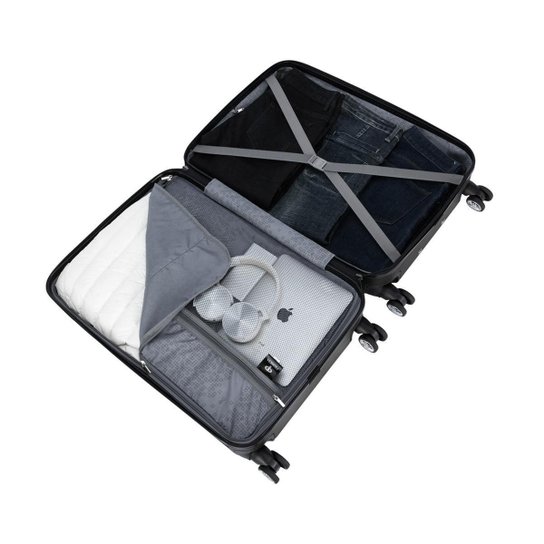 Kit 2 Malas De Viagem Tsa Preta Cadeado Moderna Rodinha 360 Original Primícia