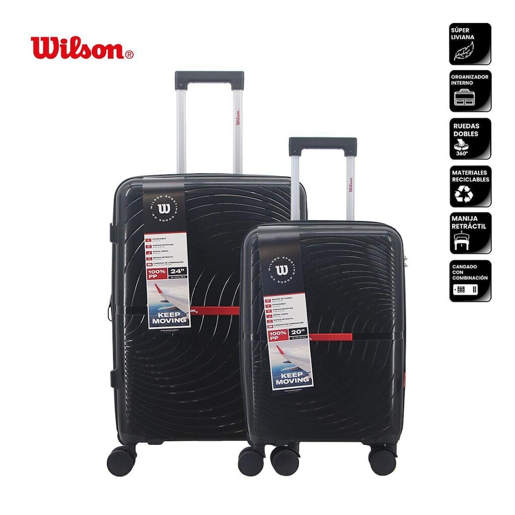 Kit 2 Malas Wilson Viagem Segredo Embutido Despacho Bordo Expansível