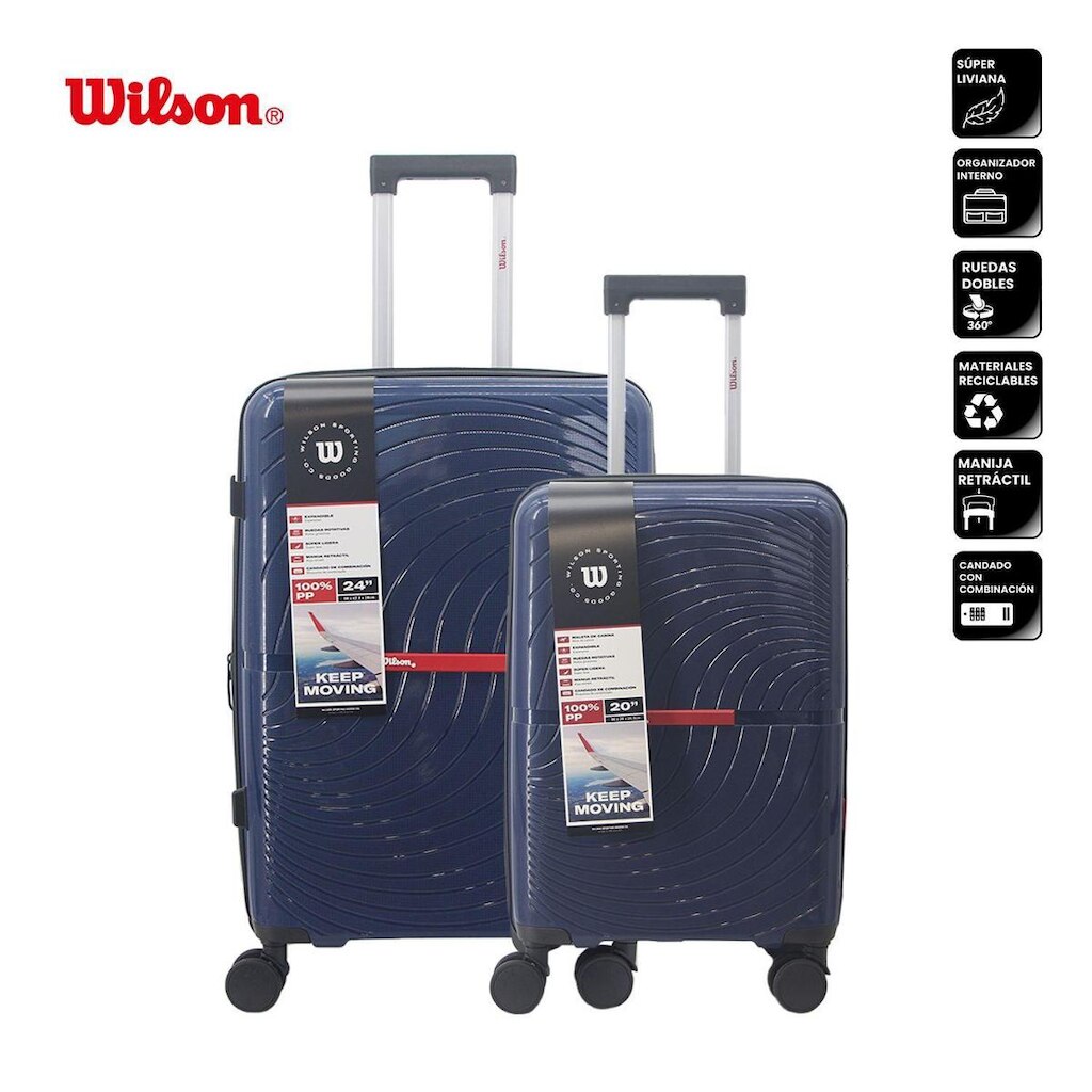 Kit 2 Malas Wilson Viagem Segredo Embutido Despacho Bordo Expansível