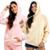 Kit 2 Moletom Feminino Blusao Casaco Canguru Com Capuz - Bege+Rosa