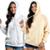 Kit 2 Moletom Feminino Blusao Casaco Canguru Com Capuz - Branco+Bege