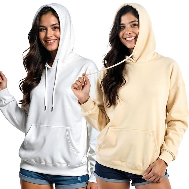 Kit 2 Moletom Feminino Blusao Casaco Canguru Com Capuz