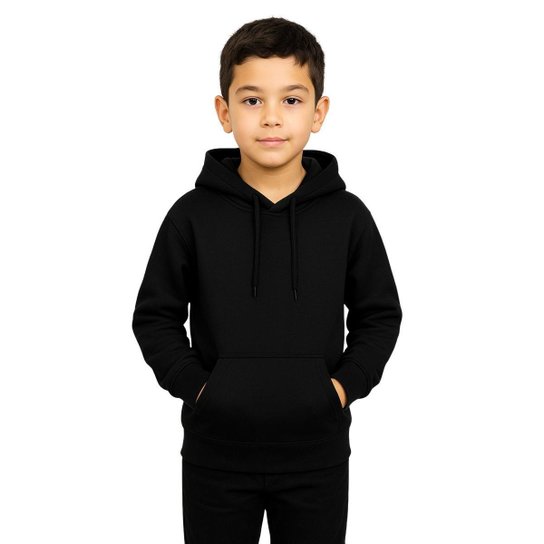 Kit 2 Moletom Infantil com Capuz Bolso Canguru Flanelado Blusa Frio